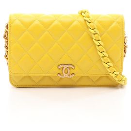 Borsa a tracolla Chanel Matelassé Gialla Giallo