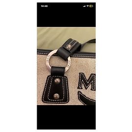 Borsa MCM in tela monogram e pelle nera Nero Beige