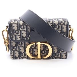 Borsa a tracolla Christian Dior Dior 30 Montaigne Box Oblique Beige Blu navy