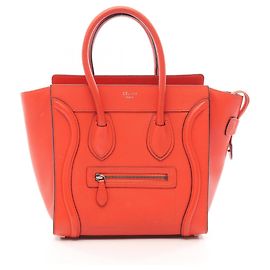 Céline Celine Luggage Micro Shopper Tote Bag Red