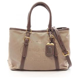 Borsa a mano 2-Way Prada LOGO JACQUARD Marrone Beige