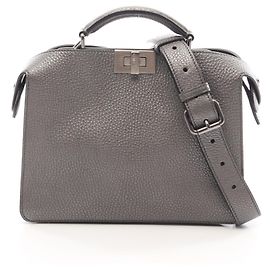 mala de mão 2-Way Fendi Peekaboo I.U Small Metallic Marrom