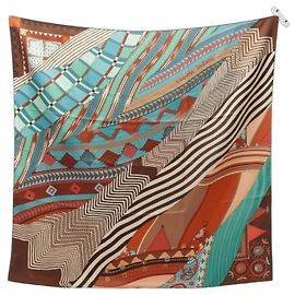 Hermès Hermes Carre 90 Coupons Indians Scarf Marrone Blu Multicolore