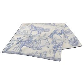Hermès Lenço Hermes Carre Geant 140 Della Cavalleria Favolosa Branco Azul