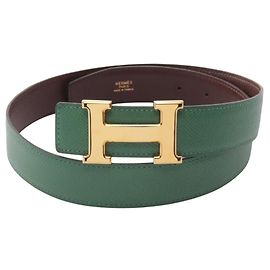 Hermès Cinto Hermes Constance H-Belt Marrom Verde