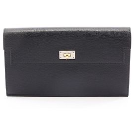Hermès Hermes Kelly Pocket Long Bi-fold Geldbörse Schwarz