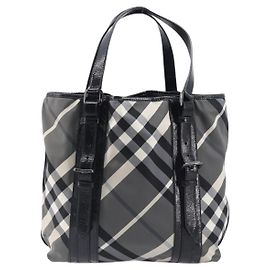 Burberry Nova Check Tote canvas check pattern Small Black