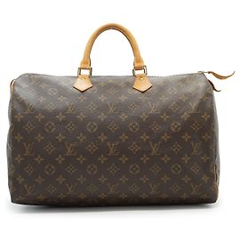 Louis Vuitton Monogram Speedy 40 Tela Marrone Pelle Marrone