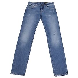 Calças Skinny Dolce & Gabbana em Denim Lavado Azul Distressed Azul