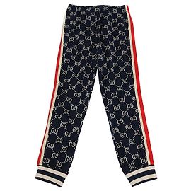 Gucci Jogginghose aus GG-Jacquard-Baumwolle in Navy Blau Marineblau