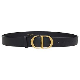 Cinturón 30 Montaigne de piel negra Christian Dior Negro