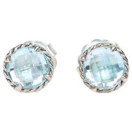 Pendientes de botón David Yurman Sterling Silver 14K Gold Blue Topaz Petite Chatelaine Azul
