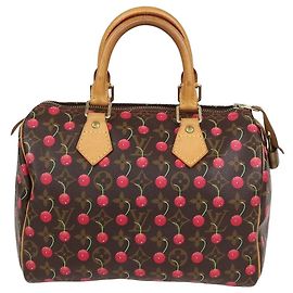 Borsa Louis Vuitton x Takashi Murakami Cherry Monogram Canvas Speedy 25 Marrone