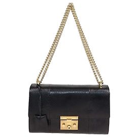 Gucci Black Python Medium Padlock Shoulder Bag Black