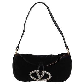Bolso Demi Valentino de terciopelo negro con cierre de cristal Negro