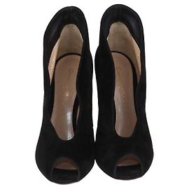 Botas Peep Toe em camurça preta Gianvito Rossi Preto