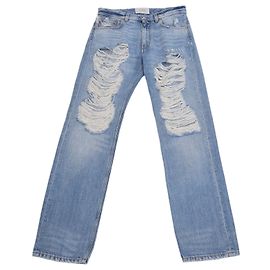 Pantalones rectos de denim azul Givenchy con efecto desgastado Azul
