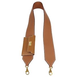 Hermès Alça de bolsa Kelly Pocket em couro Epsom e Swift Gold Hermes Marrom