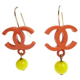 Chanel CC Drop Metal with Beads Orange