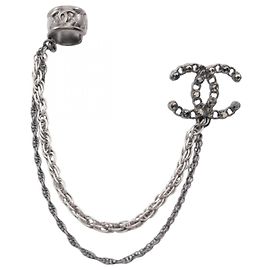 Pendientes de cadena Chanel Coco Mark Castaño Plata