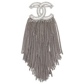 Chanel Coco Mark Fringe Brooch Silvery Other