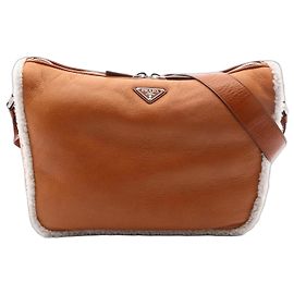 Sac à épaule Prada MONTONE SHEARLI Marron Blanc