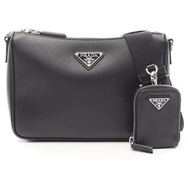 Bolsa de Ombro de Viagem Prada Saffiano Preto