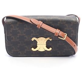 Céline Celine Claude Triomphe Shoulder Bag Brown Black