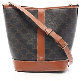 Céline Sac à épaule Celine Small Bucket Triomphe Marron Noir