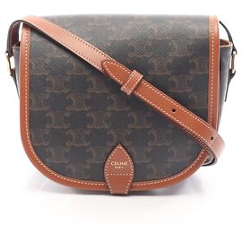 Céline Celine Folco Medium Bag Triomphe Brown Black