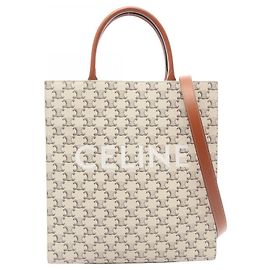 Céline Saco Tote Celine Medium Vertical Cabas Triomphe Marrom Cru