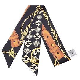 Sciarpa Céline in seta nera gialla multicolore Nero Multicolore Giallo