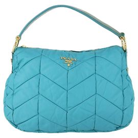 Prada Bolsa Hobo com zíper Chevron Tessuto Medium Azul