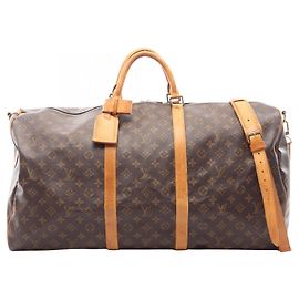 mala Louis Vuitton Keepall Bandoulière 60 Monogram Marrom Monograma