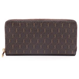 Yves Saint Laurent Paris Le Monogram Round Long Wallet Brown