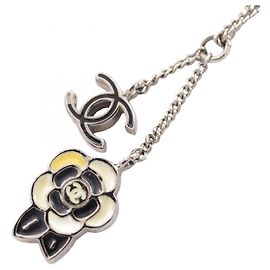 Collar Chanel Coco Mark Camellia Negro Plata Crudo