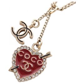 Collier Chanel 10P Coco Mark Heart Rouge Doré Autre