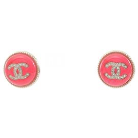 Boucles d'oreilles puces Chanel A22C Coco Mark Rose Doré Autre