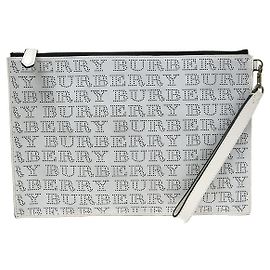 Pochette zippée Burberry en cuir Blanc