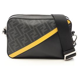 Fendi Diagonal Camera Case Zucca Schultertasche Braun Schwarz Gelb