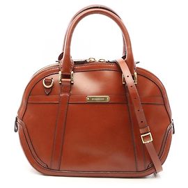 Burberry Brown Leather 2-Way Handbag Brown