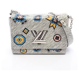 Borsa a tracolla Louis Vuitton Twist MM Epi Denim Nero Bianco Multicolore