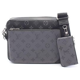 Borsa a tracolla Louis Vuitton Trio Messenger Monogram Eclipse Marrone Nero