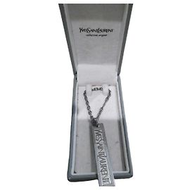 Collana Yves Saint Laurent Pendentino Rettangolare Argento 925 Argento