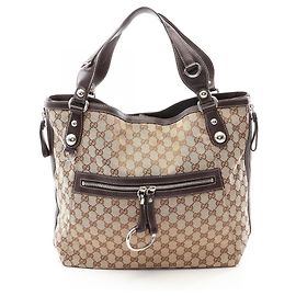 Saco Tote Gucci Icon Bit em tela GG Marrom Bege