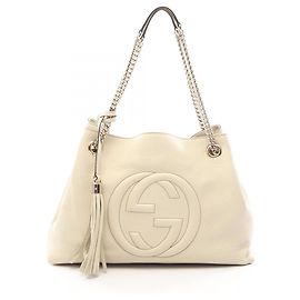 Sac à épaule Gucci Soho Interlocking G Écru