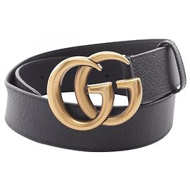 Gucci Double G Buckle Leather Belt Black
