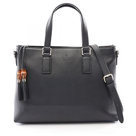 Bolsa Tote 2-Way Gucci Bamboo Tassel Preto
