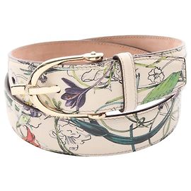 Cinto de couro Gucci Flora Verde Cru