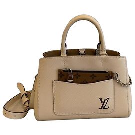 Louis Vuitton BB Marelle Sac à main en cuir grainé blanc Marron Blanc